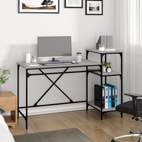 vidaXL Bureau 135x50x90 bewerkt hout en ijzer grijs sonoma eikenkleur afbeelding3 - 1