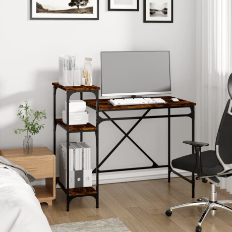 vidaXL Bureau 105x50x90 cm bewerkt hout en ijzer gerookt eikenkleur afbeelding3 - 1
