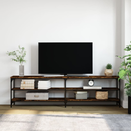 vidaXL Tv-meubel 180x30x50 cm bewerkt hout metaal gerookt eikenkleurig afbeelding3 - 1