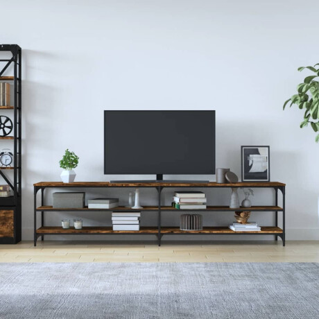 vidaXL Tv-meubel 200x30x50 cm bewerkt hout metaal gerookt eikenkleurig afbeelding3 - 1