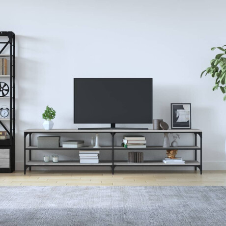 vidaXL Tv-meubel 200x30x50 cm bewerkt hout metaal grijs sonoma eiken afbeelding3 - 1