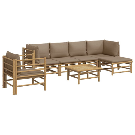 vidaXL 7-delige Loungeset met kussens bamboe taupe afbeelding3 - 1