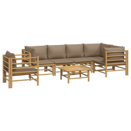 vidaXL 7-delige Loungeset met kussens bamboe taupe afbeelding3 - 1