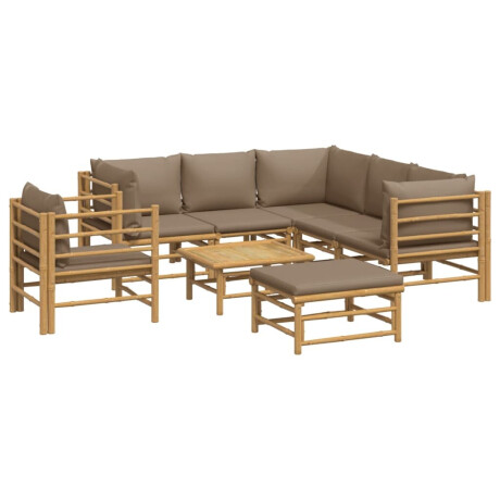 vidaXL 8-delige Loungeset met kussens bamboe taupe afbeelding3 - 1