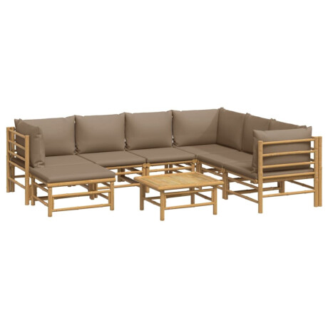 vidaXL 8-delige Loungeset met kussens bamboe taupe afbeelding3 - 1