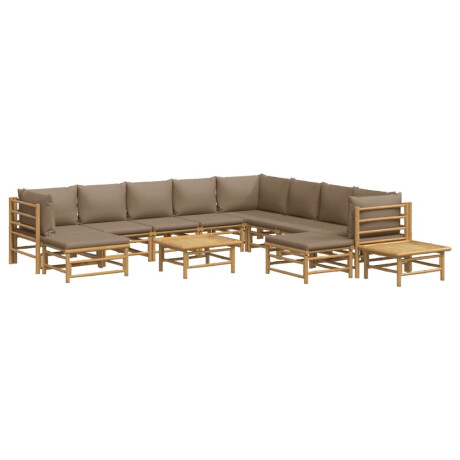 vidaXL 12-delige Loungeset met kussens bamboe taupe afbeelding3 - 1