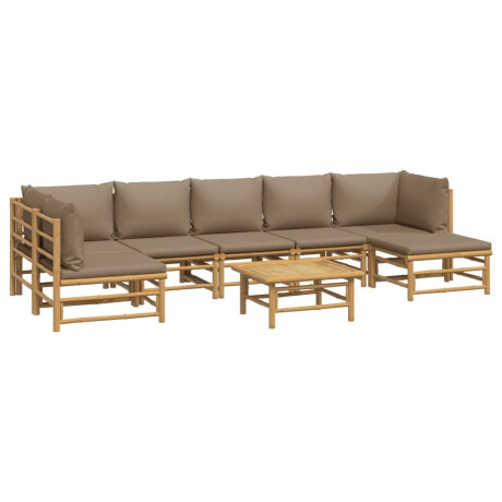 vidaXL 8-delige Loungeset met kussens bamboe taupe afbeelding3 - 1