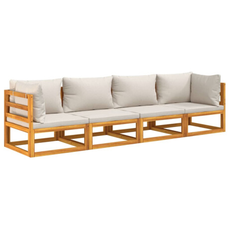 vidaXL 4-delige Loungeset met lichtgrijze kussens massief hout afbeelding3 - 1