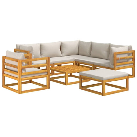 vidaXL 8-delige Loungeset met lichtgrijze kussens massief hout afbeelding3 - 1