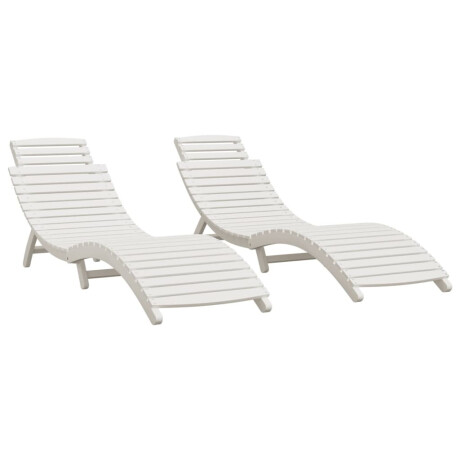 vidaXL Ligbedden 2 st 184x55x64 cm massief acaciahout wit afbeelding3 - 1