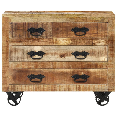 vidaXL Dressoir met 3 lades 80x30x65 cm massief ruw mangohout afbeelding3 - 1