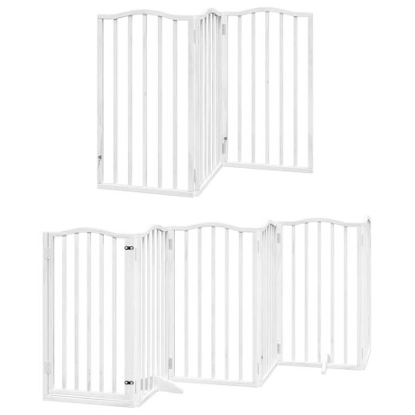 vidaXL Hondenhek inklapbaar met deur 15 panelen 750cm populierhout wit afbeelding3 - 1