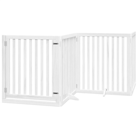 vidaXL Hondenhek inklapbaar met deur 6 panelen 480 cm populierhout wit afbeelding3 - 1