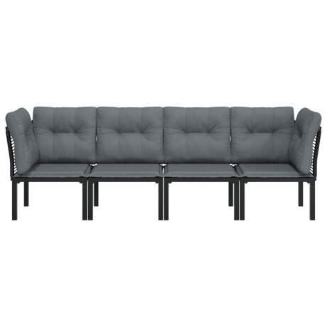 vidaXL 4-delige Loungeset poly rattan zwart en grijs afbeelding3 - 1