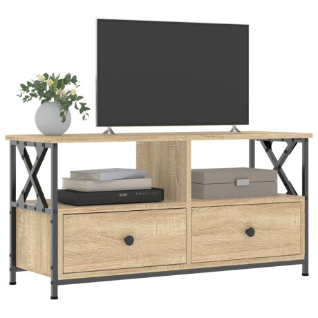 vidaXL Tv-meubel 90x33x45 cm bewerkt hout en ijzer sonoma eikenkleur afbeelding3 - 1