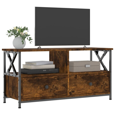 vidaXL Tv-meubel 90x33x45 cm bewerkt hout en ijzer gerookt eikenkleur afbeelding3 - 1