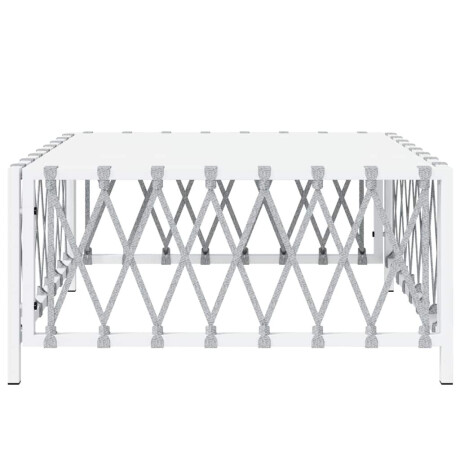 vidaXL Tuintafel 70x70x34 cm geweven stof wit afbeelding3 - 1
