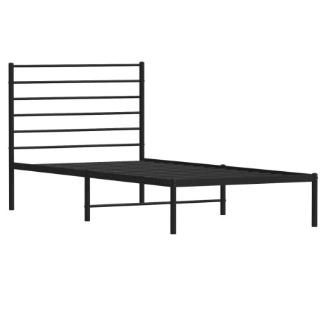 vidaXL Bedframe met hoofdbord metaal zwart 107x203 cm afbeelding3 - 1