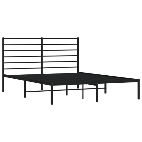 vidaXL Bedframe met hoofdbord metaal zwart 135x190 cm afbeelding3 - 1