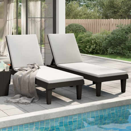 vidaXL Ligbedden 2 st 155x58x83 cm polypropeen zwart afbeelding3 - 1