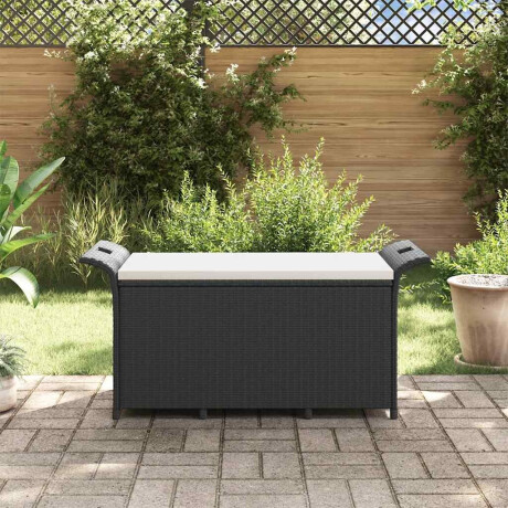 vidaXL Tuinbank met kussen 116x46x57 cm poly rattan zwart afbeelding3 - 1