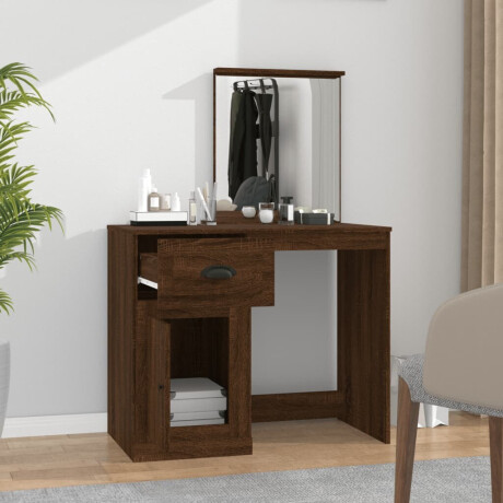 vidaXL Kaptafel met spiegel 90x50x132,5 cm bewerkt hout bruineiken afbeelding3 - 1