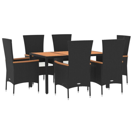 vidaXL 7-delige Tuinset met kussens poly rattan zwart afbeelding3 - 1