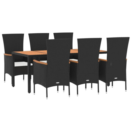 vidaXL 7-delige Tuinset met kussens poly rattan zwart afbeelding3 - 1
