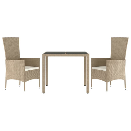 vidaXL 3-delige Tuinset met kussens poly rattan beige afbeelding3 - 1