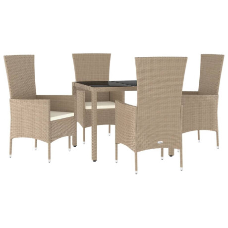 vidaXL 5-delige Tuinset met kussens poly rattan beige afbeelding3 - 1