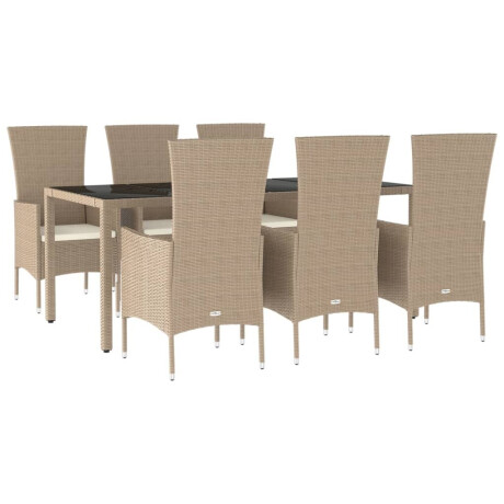 vidaXL 7-delige Tuinset met kussens poly rattan beige afbeelding3 - 1