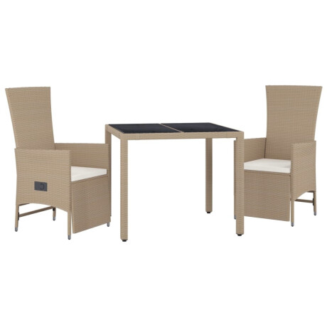 vidaXL 3-delige Tuinset met kussens poly rattan beige afbeelding3 - 1