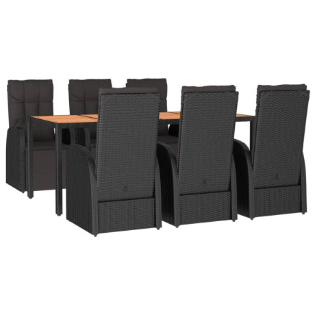 vidaXL 7-delige Tuinset poly rattan en massief acaciahout zwart afbeelding3 - 1
