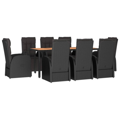 vidaXL 9-delige Tuinset poly rattan en massief acaciahout zwart afbeelding3 - 1