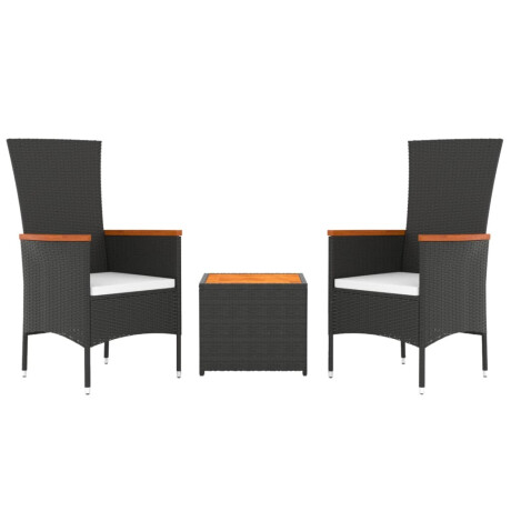 vidaXL 3-delige Loungeset poly rattan en massief acaciahout zwart afbeelding3 - 1
