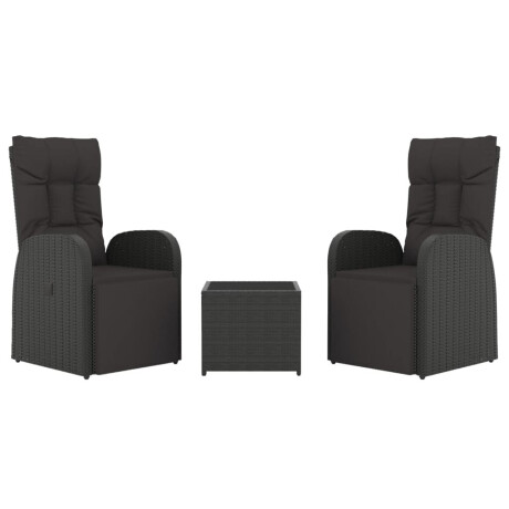 vidaXL 3-delige Loungeset poly rattan en staal zwart afbeelding3 - 1