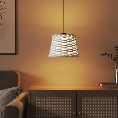 vidaXL Plafondlampenkap Ø20x15 cm wicker wit afbeelding3 - 1