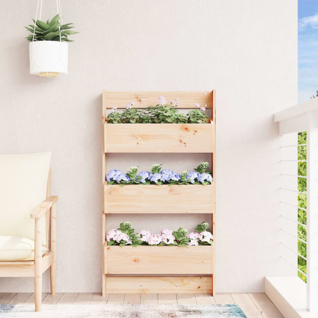 vidaXL Plantenbak wandmontage 3-laags 60x18,5x110 cm grenenhout afbeelding3 - 1