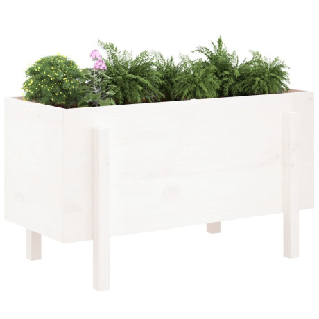 vidaXL Plantenbak verhoogd 101x50x57 cm massief grenenhout wit afbeelding3 - 1