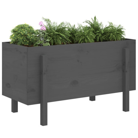 vidaXL Plantenbak verhoogd 101x50x57 cm massief grenenhout grijs afbeelding3 - 1