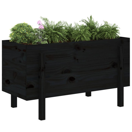 vidaXL Plantenbak verhoogd 101x50x57 cm massief grenenhout zwart afbeelding3 - 1