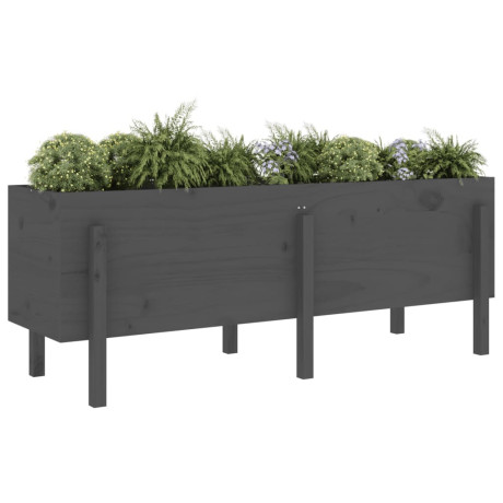 vidaXL Plantenbak verhoogd 160x50x57 cm massief grenenhout grijs afbeelding3 - 1