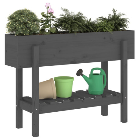 vidaXL Plantenbak verhoogd 101x30x69 cm massief grenenhout grijs afbeelding3 - 1