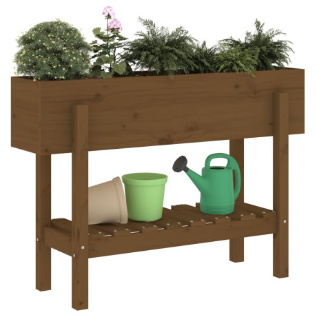 vidaXL Plantenbak verhoogd 101x30x69 cm massief grenenhout honingbruin afbeelding3 - 1