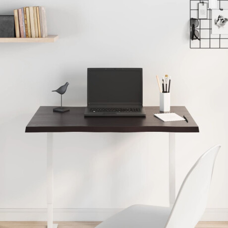 vidaXL Tafelblad natuurlijke rand 80x40x2 cm eikenhout donkerbruin afbeelding3 - 1