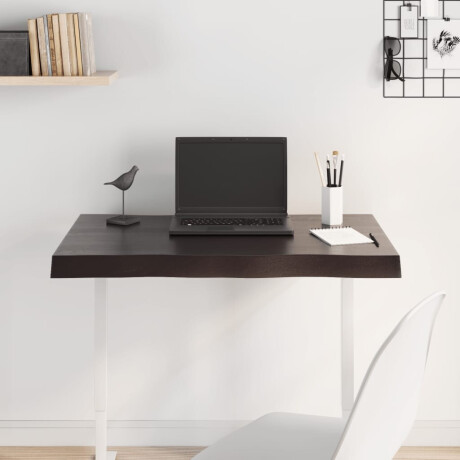 vidaXL Tafelblad natuurlijke rand 80x40x(2-6) cm eikenhout donkerbruin afbeelding3 - 1