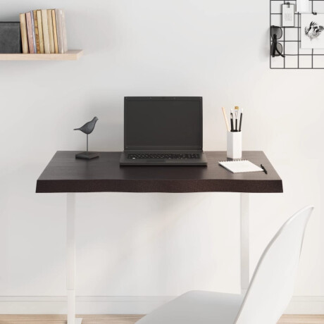 vidaXL Tafelblad natuurlijke rand 80x50x(2-4) cm eikenhout donkerbruin afbeelding3 - 1