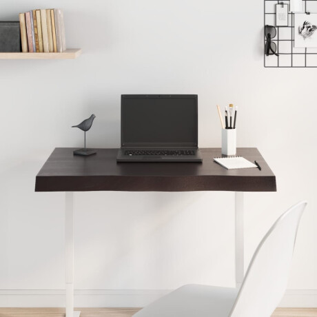 vidaXL Tafelblad natuurlijke rand 80x50x(2-6) cm eikenhout donkerbruin afbeelding3 - 1