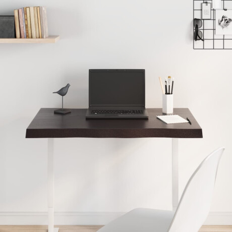 vidaXL Tafelblad natuurlijke rand 80x60x(2-4) cm eikenhout donkerbruin afbeelding3 - 1