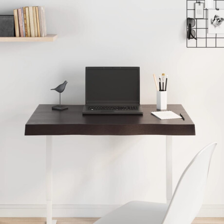 vidaXL Tafelblad natuurlijke rand 80x60x(2-6) cm eikenhout donkerbruin afbeelding3 - 1